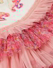 Sequin Unicorn Ruffle Tiered Dress, Pink (PINK), large