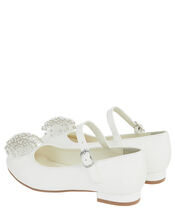 Crystal Bead Pom-Pom Mini Heels, Ivory (IVORY), large