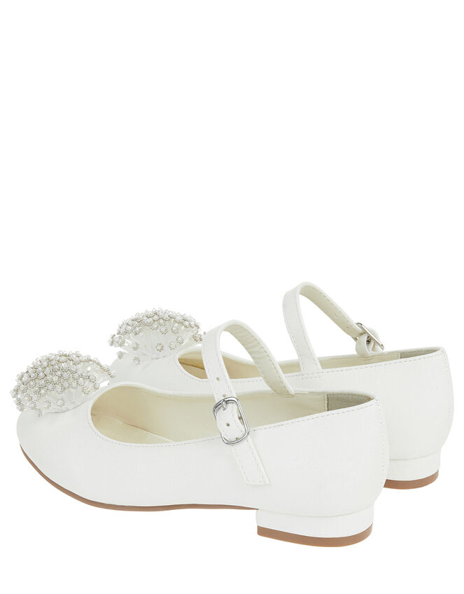 Crystal Bead Pom-Pom Mini Heels, Ivory (IVORY), large