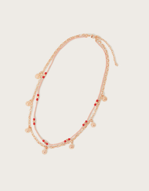 Sun Charm Beaded Layered Necklace, , large