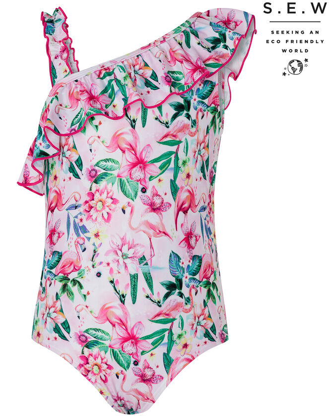 Floella Flamingo Floral Swimsuit with Recycled Polyester, Pink (PALE PINK), large