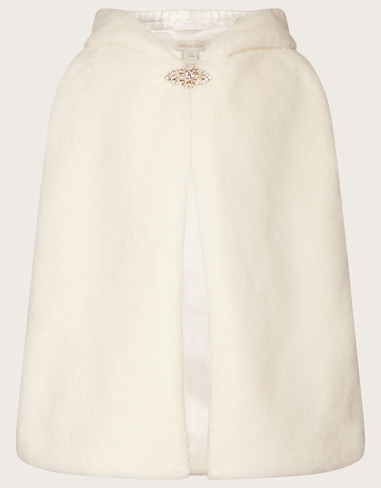 Land of Wonder Long Faux Fur Cape Ivory