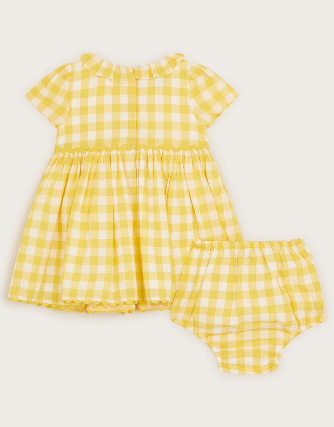 Newborn Gingham Farm Dress and Briefs Set, Yellow (BLUE), large