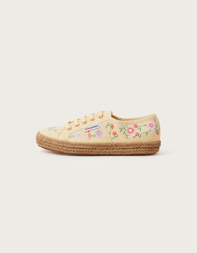 Superga Embroidered Espadrille Trainers, Yellow (YELLOW), large