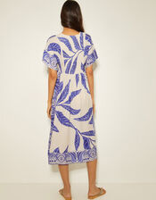 Dinah Palm Print Midi Dress, White (WHITE), large