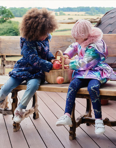 Foil Unicorn Padded Coat with Faux Fur Collar Multi, Multi (MULTI), large