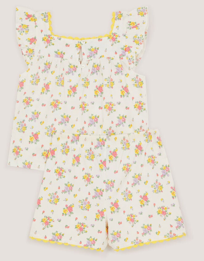 Rose Bud Print Short Pyjama Set, Ivory (IVORY), large