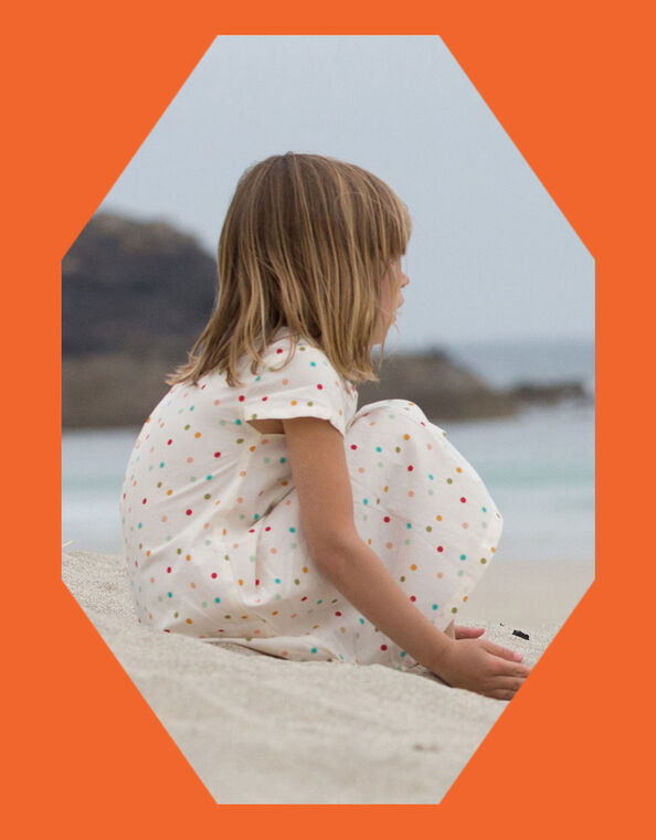 Little Green Radicals Rainbow Spots Smocked Dress, White (WHITE), large