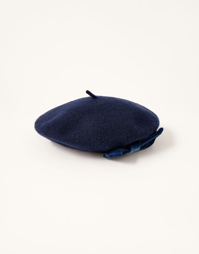 Amelie Beret in Pure Wool, Blue (NAVY), large