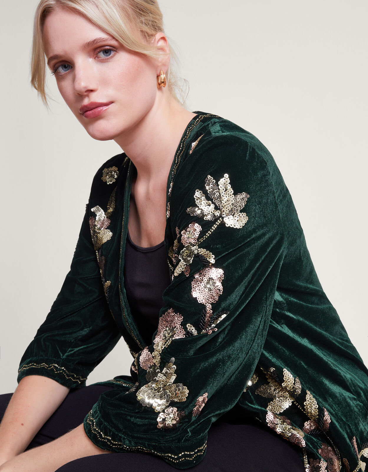 Kiara Velvet Kimono Green