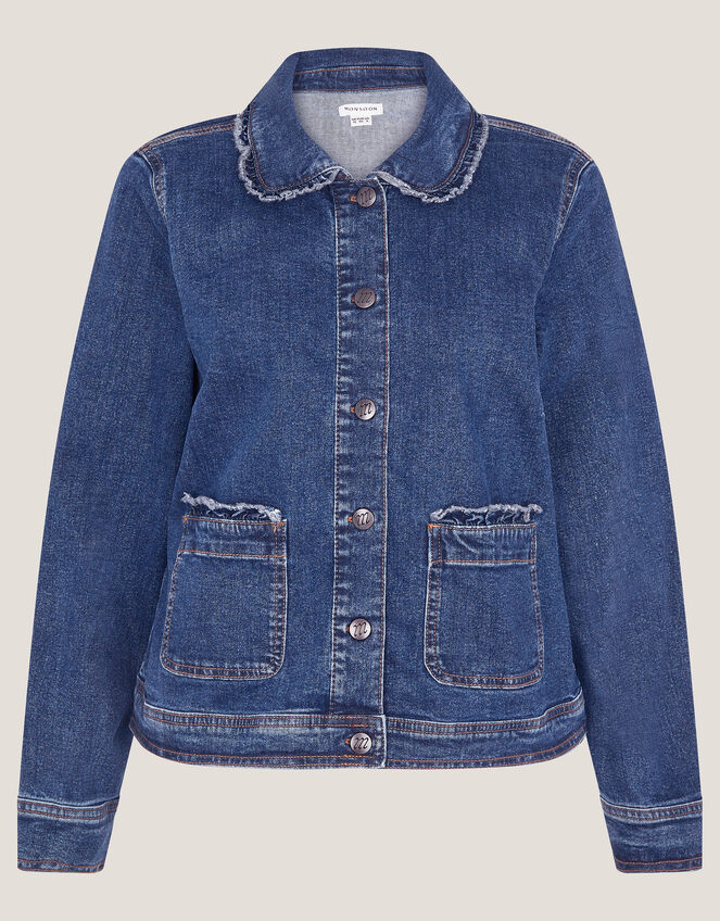 Sadie Ruffle Denim Jacket, Blue (MID AUTHENTIC BLUE), large