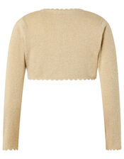 Niamh Sparkle Knit Cardigan with Crystal Button, Gold (GOLD), large
