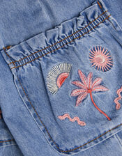 Embroidered Denim Cargo Joggers, Blue (BLUE), large