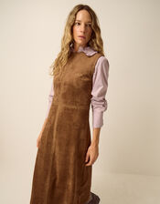 Josie Sleeveless Faux Suede Midi Dress, Brown (BROWN), large