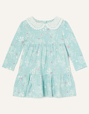 Baby Lace Collar Butterfly Print Dress, Blue (BLUE), large