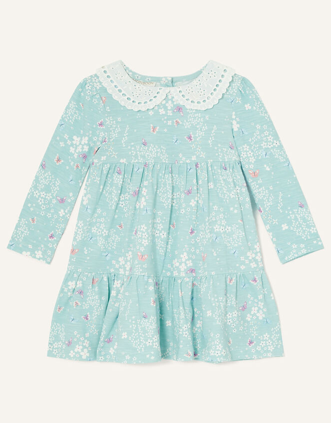 Baby Lace Collar Butterfly Print Dress, Blue (BLUE), large