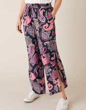 Paisley Cropped Trousers in LENZING™ ECOVERO™, Blue (NAVY), large