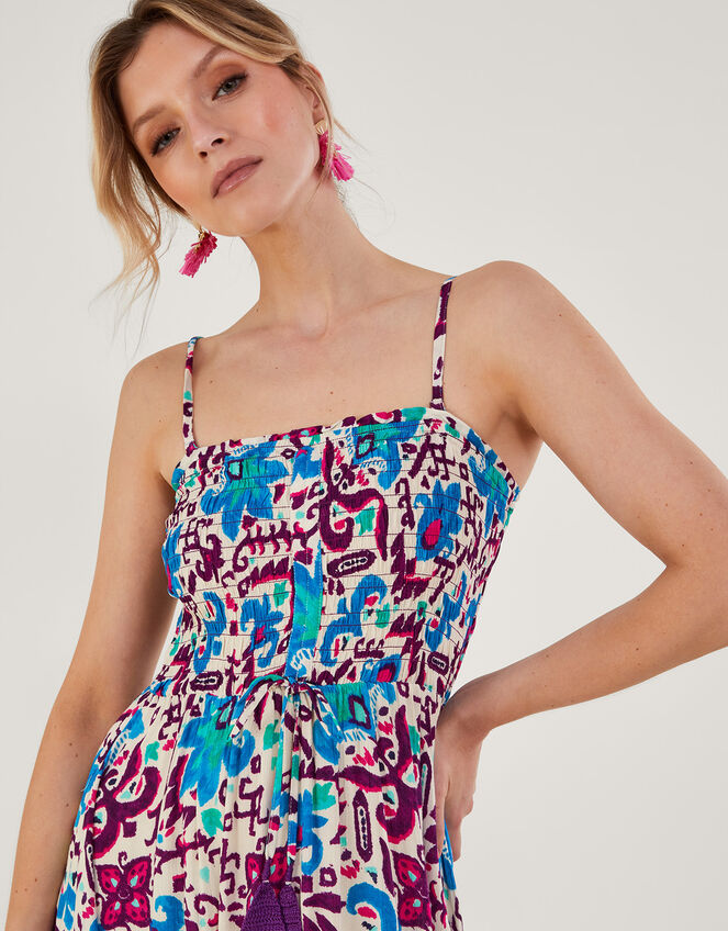 Monsoon Printed Tiered Cami Midi Dress in LENZING ECOVERO