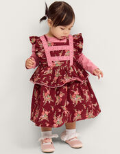 Baby Top & Floral Corduroy Dress Set, Red (BURGUNDY), large