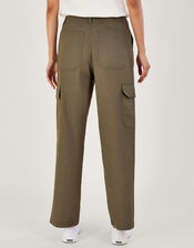 Cotton Twill Cargo Trousers, Green (KHAKI), large