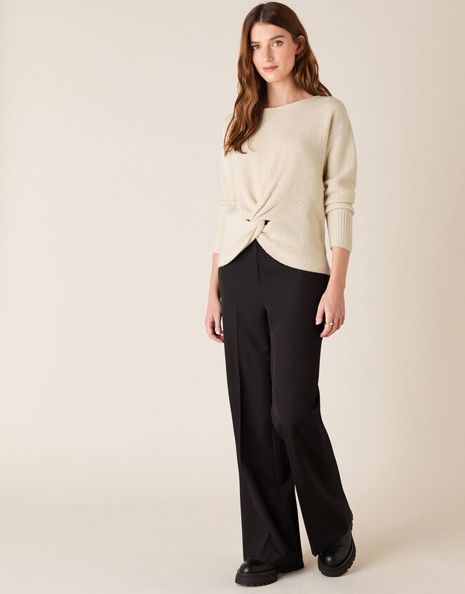 Twist Front Knit Jumper, Ivory (IVORY), large