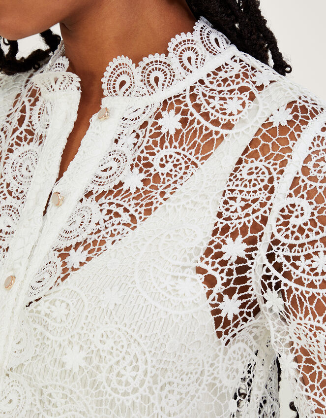 Kate Paisley Lace Blouse, Ivory (IVORY), large