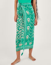 Ikat Print Sarong, Green (GREEN), large