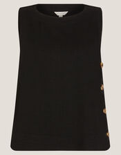 Lucy Button Tank Top, Black (BLACK), large