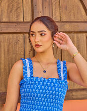 India & Mills Maddie Tiered Midi Dress, Blue (BLUE), large