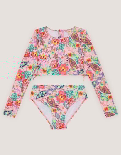 Floral Paisley UPF50+ Cropped Rash Vest Set, Multi (MULTI), large