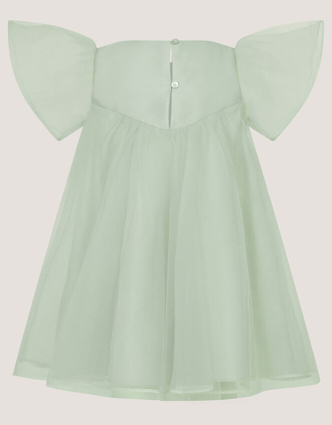 Baby Winnie Satin Bow Party Dress, Green (SAGE), large
