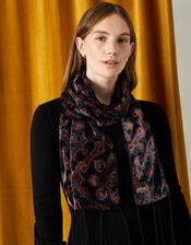 Medallion Print Velvet Scarf, , large