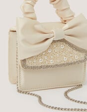 Pearl Embellished Bow Bag, , large