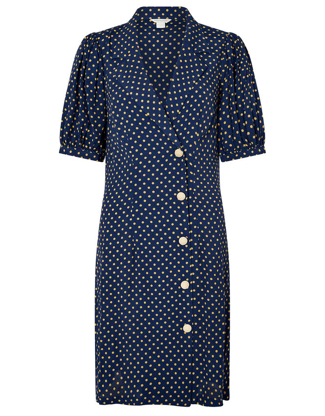 Livvy Spot Print Dress, Blue (NAVY), large