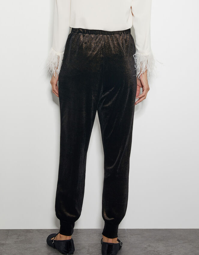 Gigi Glitter Velvet Hareem Trousers, Black (BLACK), large