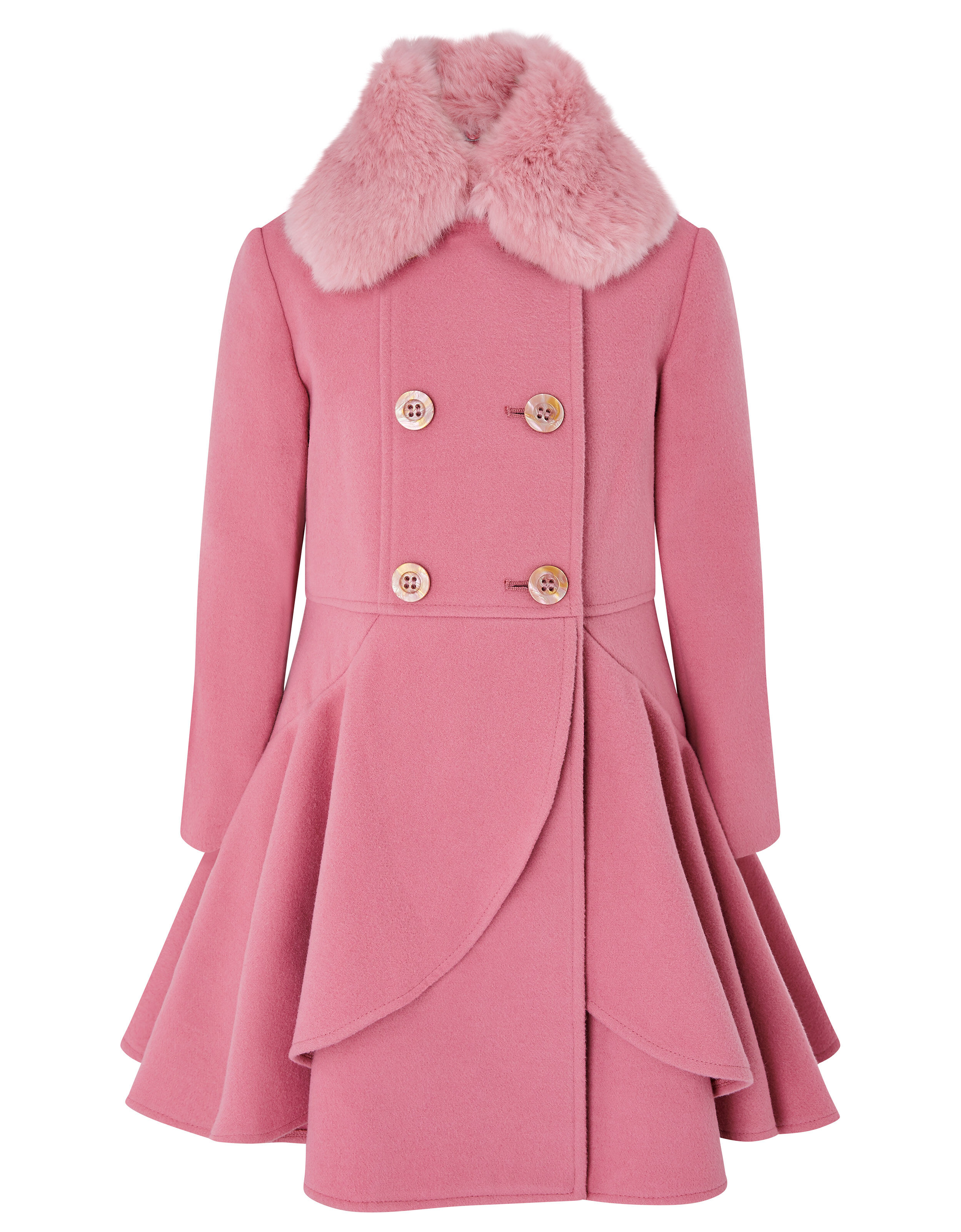Pink ruffle coat sales