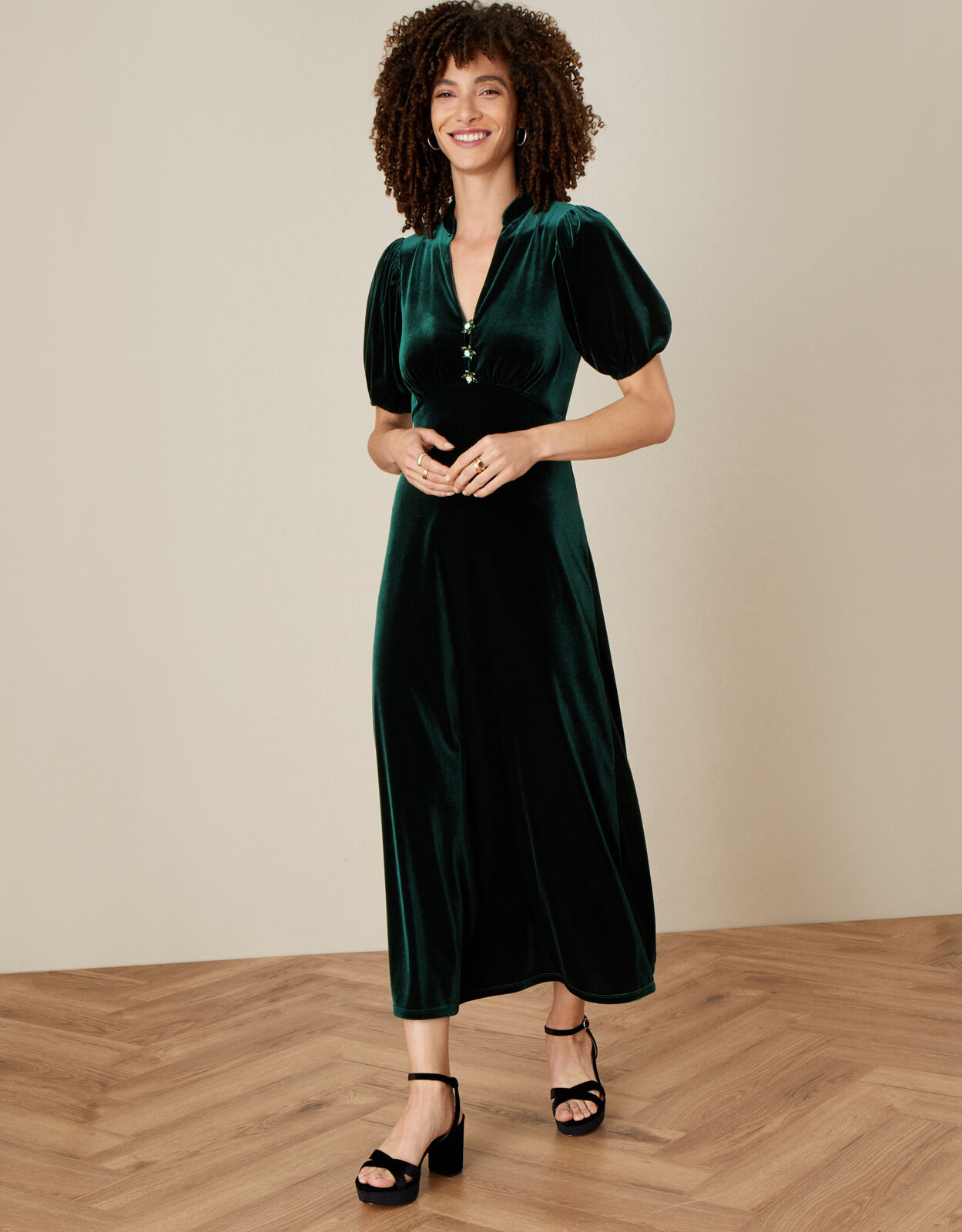 Green velvet tunic dress top