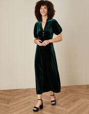 Veronique Velvet Shirt Dress, Green (GREEN), large