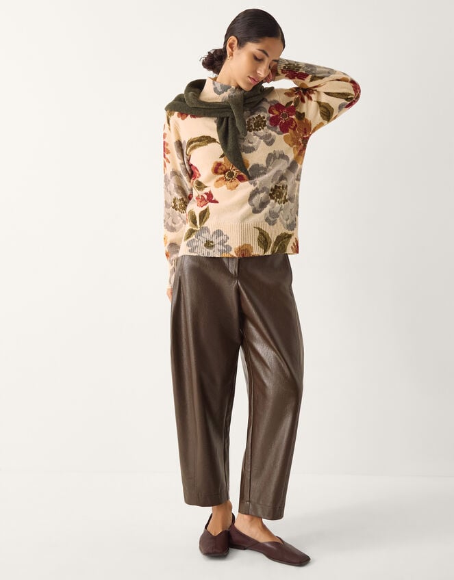 Olive Floral High Neck Jumper, Ivory (IVORY), large