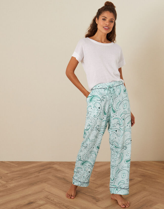 Paisley Print Pyjama Bottoms, Blue (BLUE), large