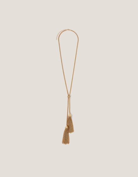 Long Diamanté Tassel Necklace, , large