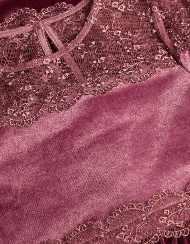 Freda Lace Velvet Party Dress, Pink (DARK PINK), large