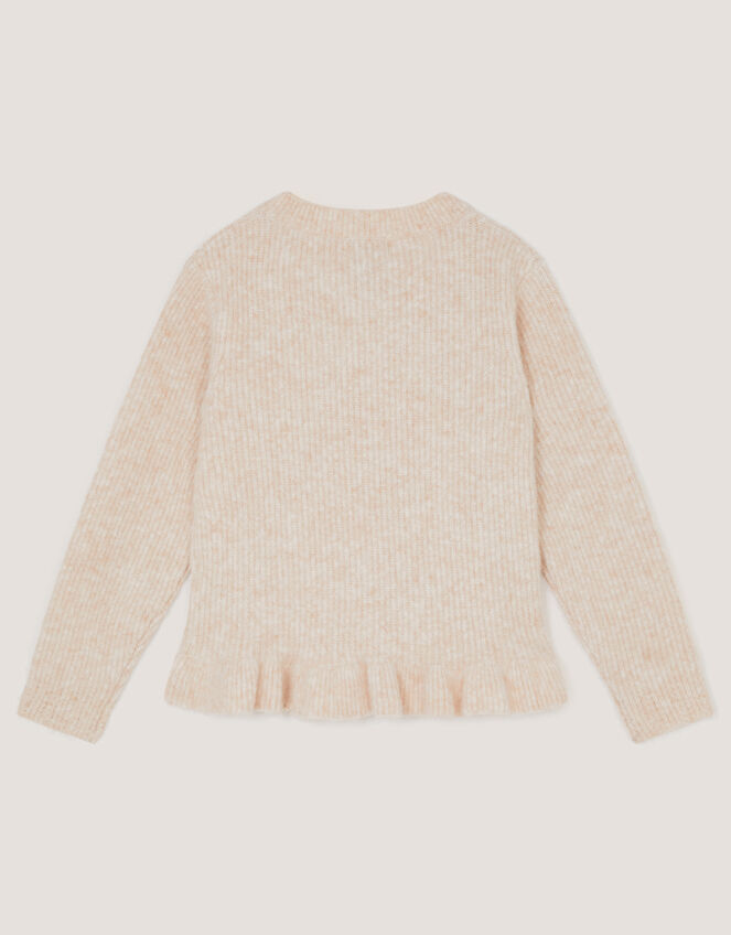 Pearl Bow Peplum Cardigan, Cream (CREAM), large