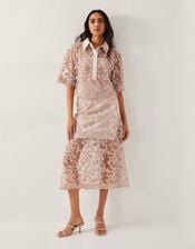 Alanna Sheer Appliqué Shirt, Nude (NUDE), large