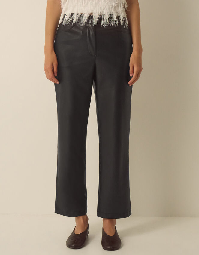 Libby Faux Leather Straight Leg Trousers, Black (BLACK), large