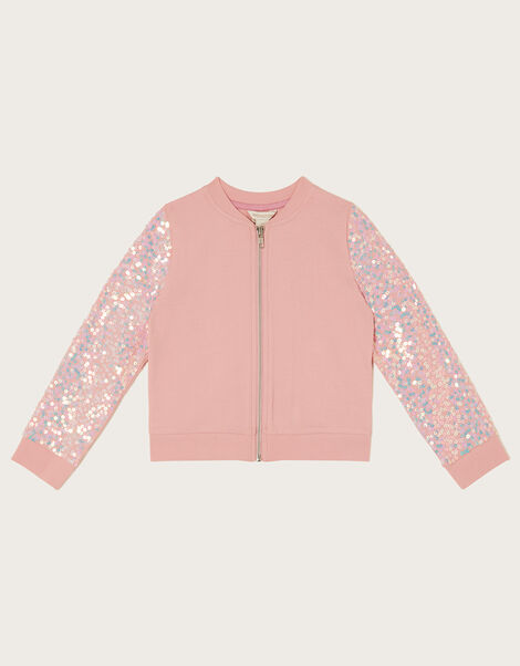 Sequin Sleeve Unicorn Bomber Jacket, Pink (PINK), large