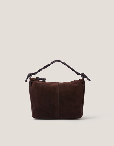 Beth Twist Handle Suede Bag, , large