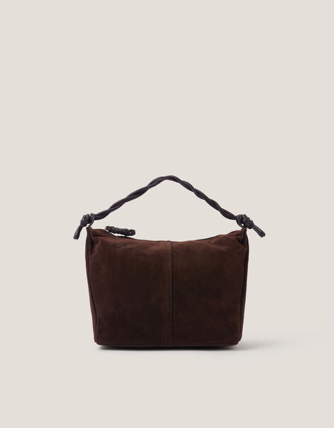 Beth Twist Handle Suede Bag, , large