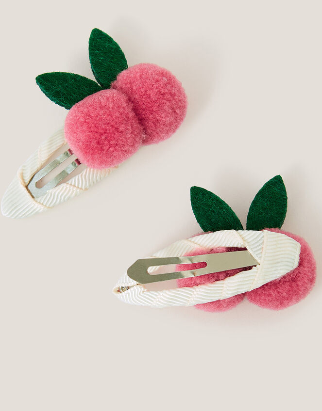 2-Pack Cherry Pom Hair Clips, , large