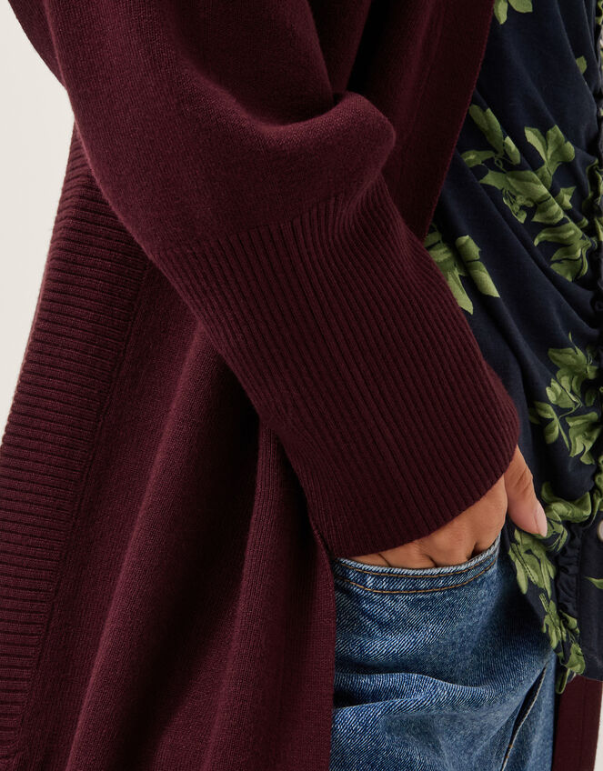 Mel Longline Cardigan, Red (BERRY), large